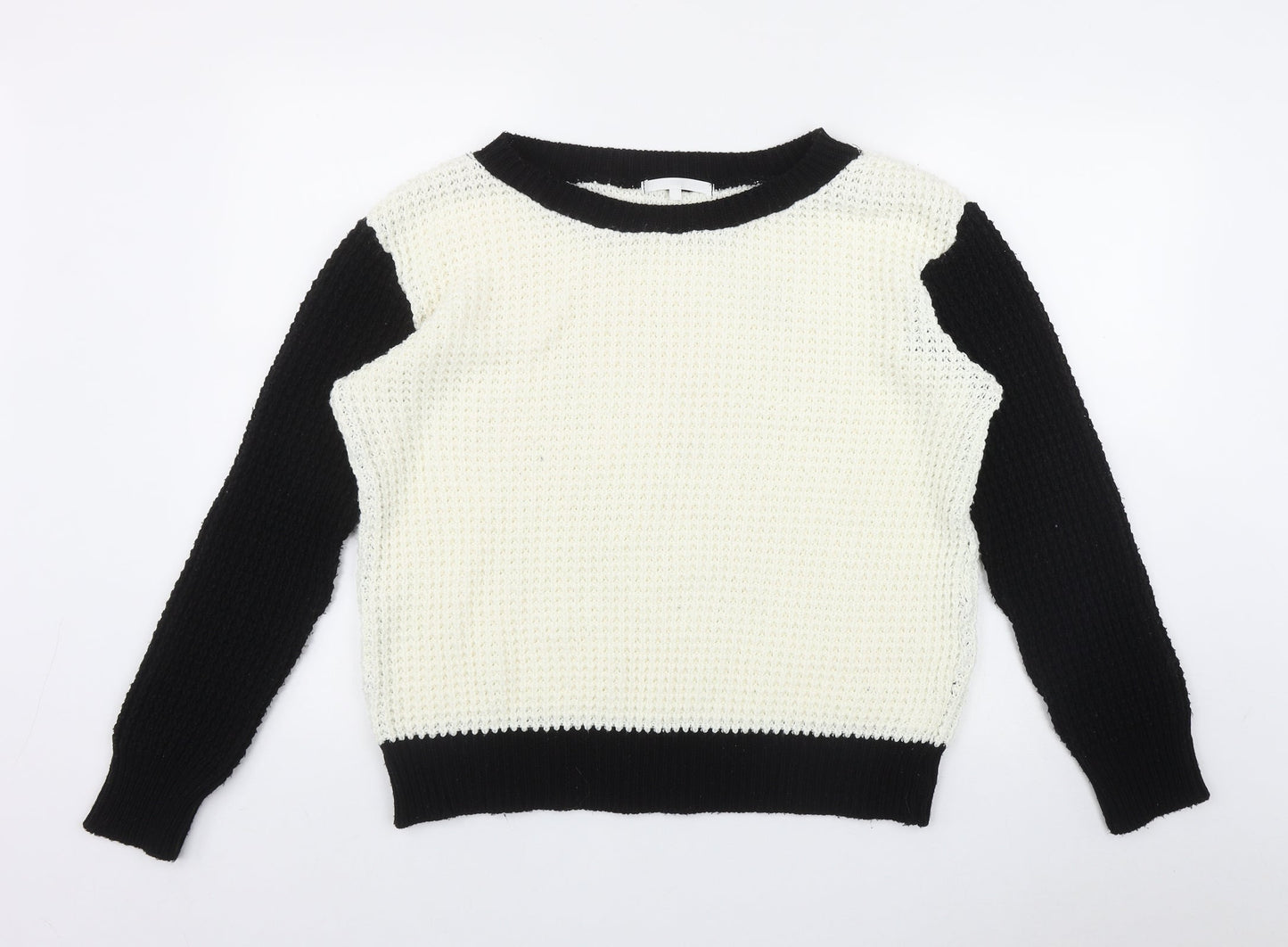 Full Circle Womens Black Round Neck  Acrylic Pullover Jumper Size S