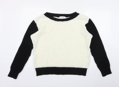 Full Circle Womens Black Round Neck  Acrylic Pullover Jumper Size S