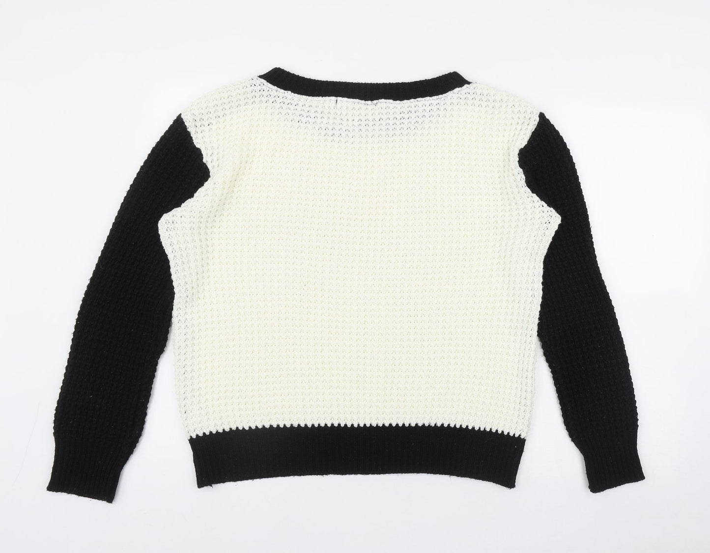 Full Circle Womens Black Round Neck  Acrylic Pullover Jumper Size S