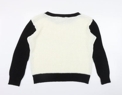 Full Circle Womens Black Round Neck  Acrylic Pullover Jumper Size S