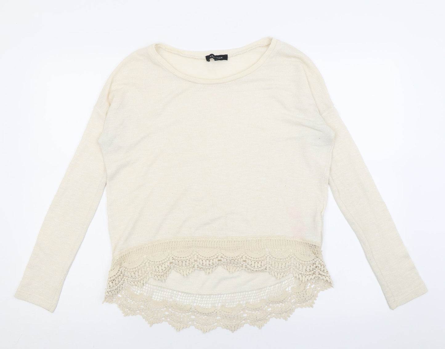 New Look Womens Beige Crew Neck  Polyester Pullover Jumper Size 8