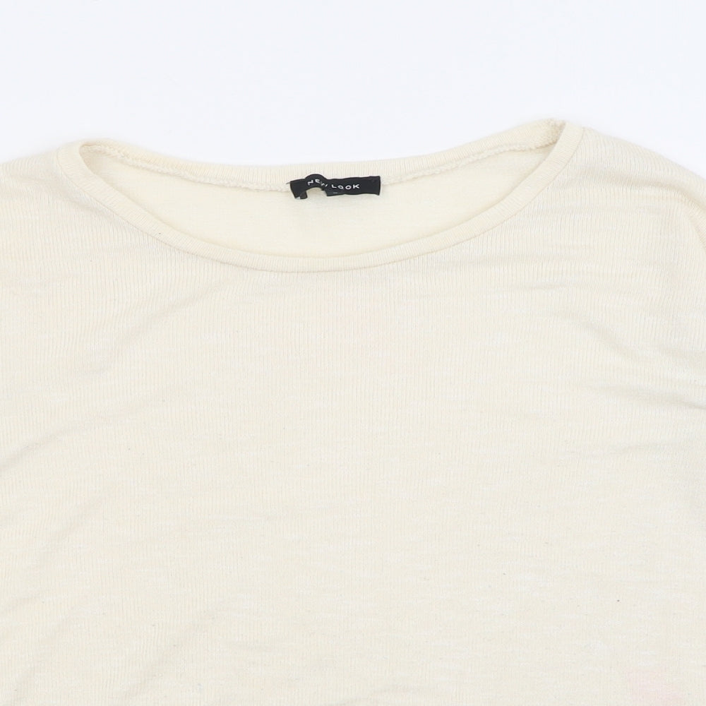 New Look Womens Beige Crew Neck  Polyester Pullover Jumper Size 8