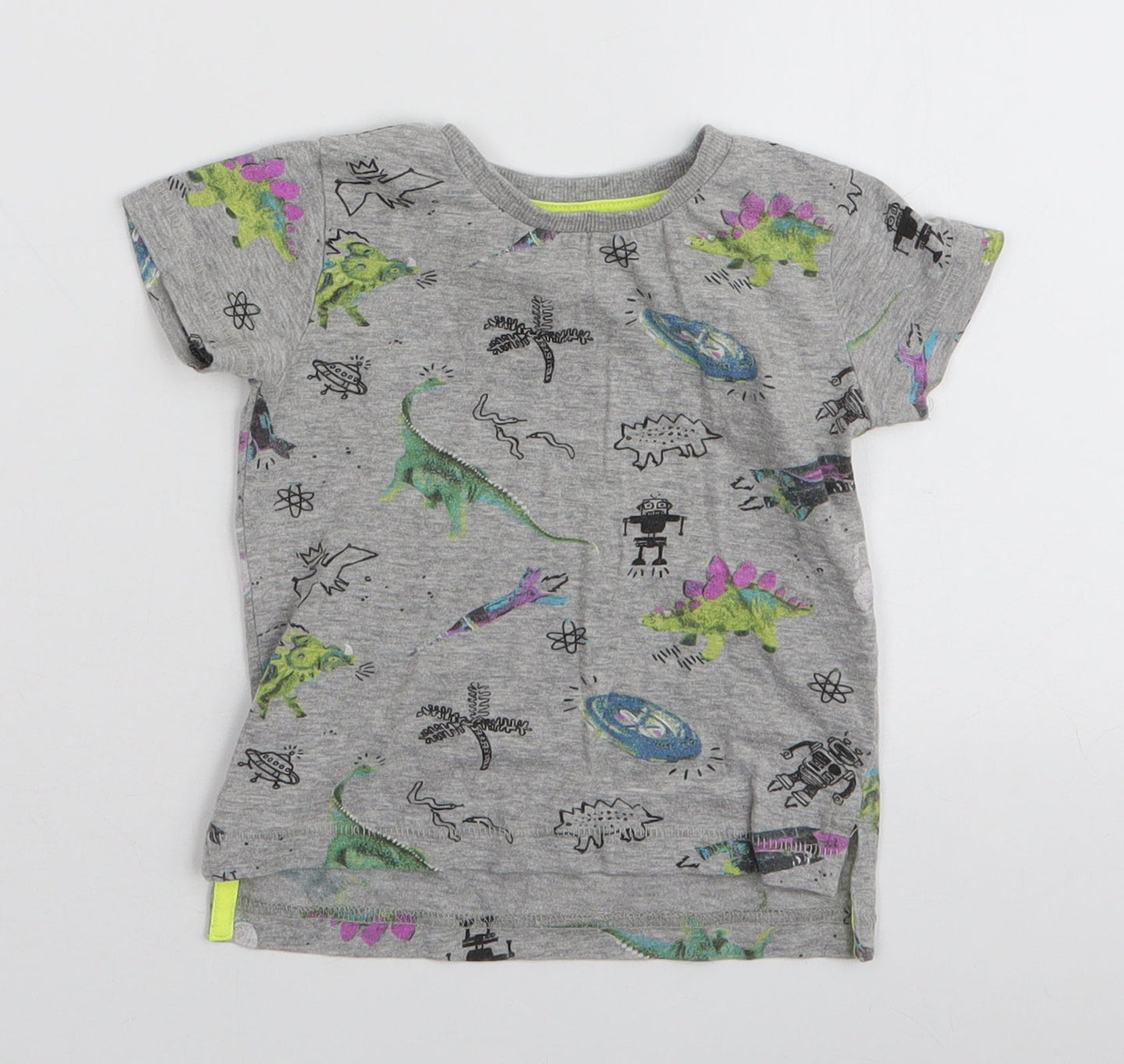 NEXT Boys Grey  Cotton Jersey T-Shirt Size 3-6 Months Round Neck Pullover - Dinosaur