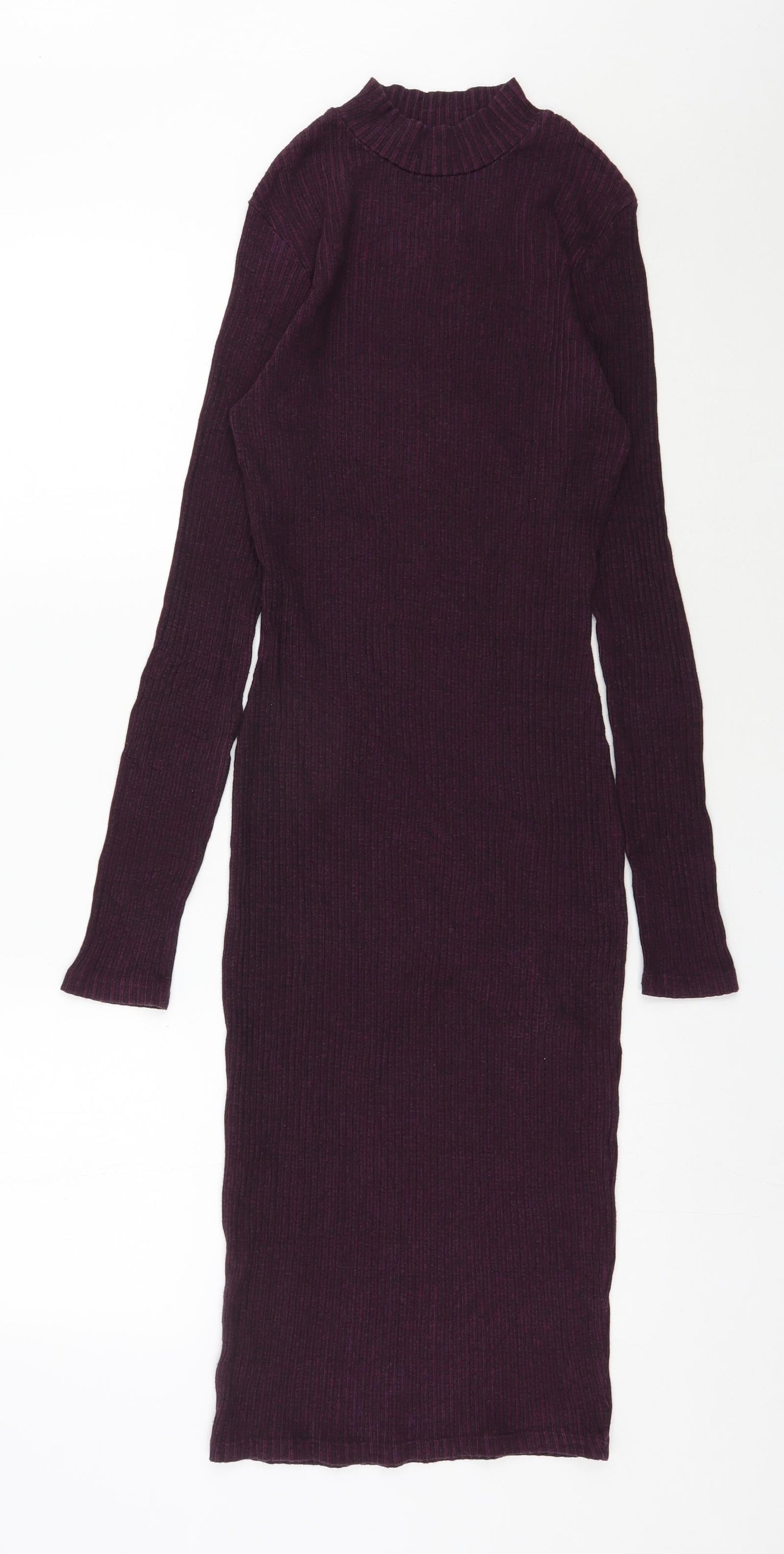 River Island Womens Purple  Cotton Bodycon  Size 12  Mock Neck Pullover