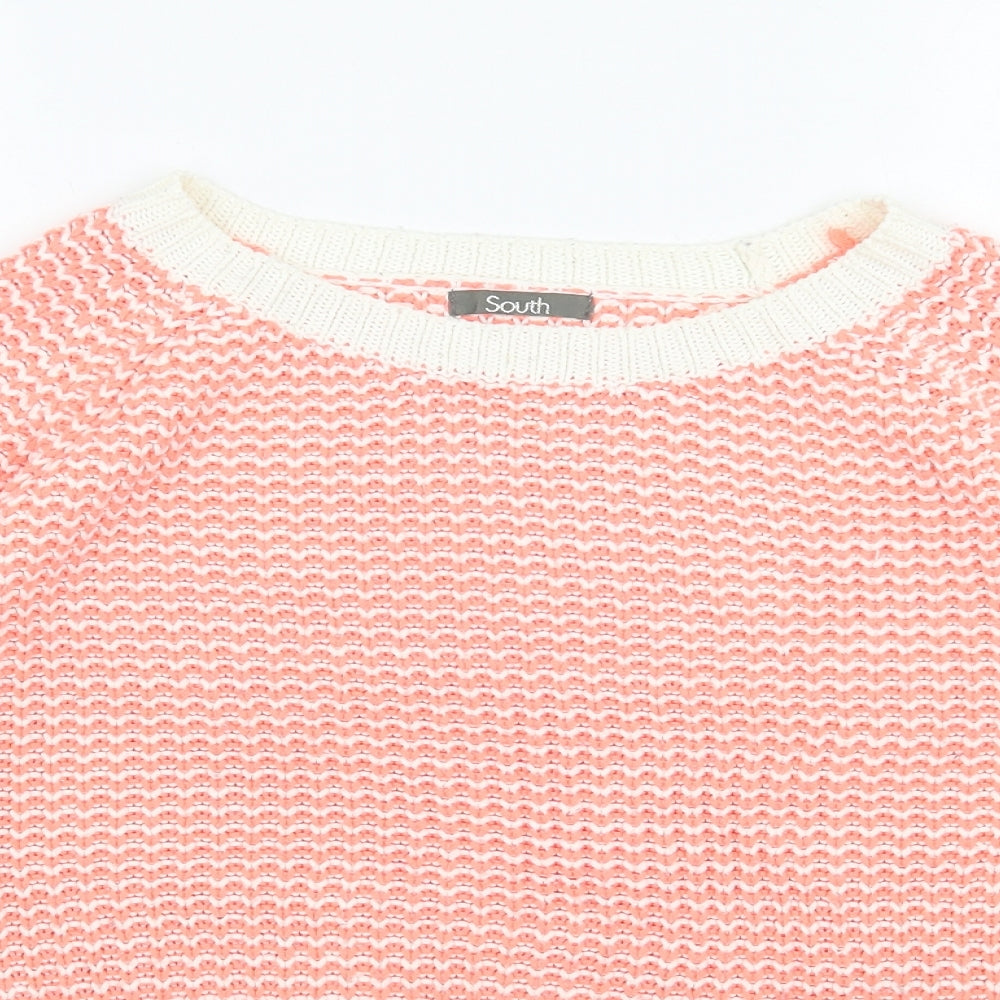 South Womens Orange Round Neck  Acrylic Pullover Jumper Size 14