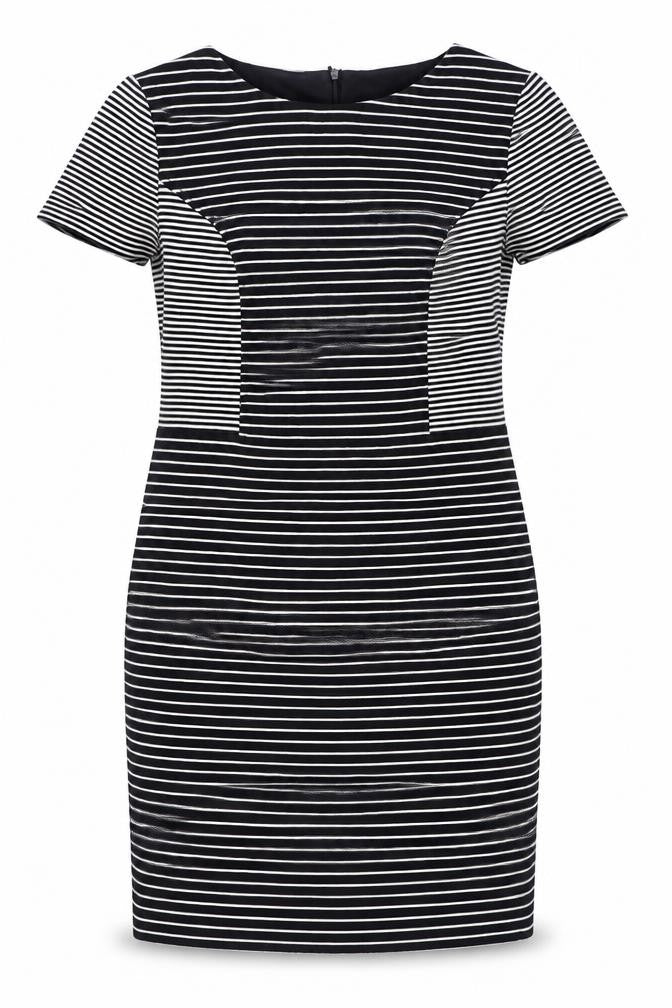 Country Casuals Womens Blue Striped Acrylic Bodycon Size 14 Round Neck Zip - Back split