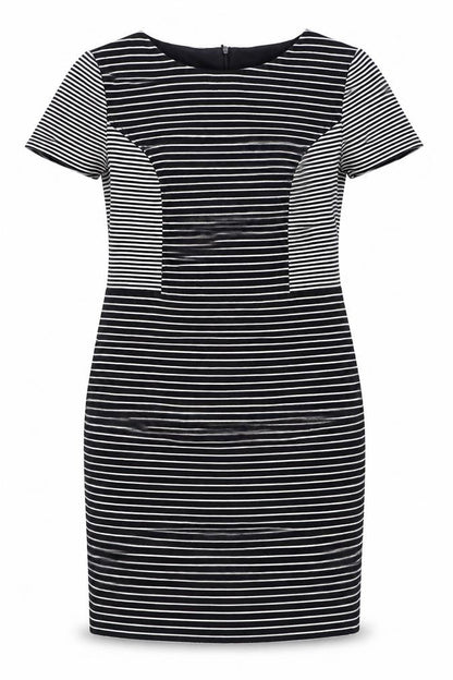 Country Casuals Womens Blue Striped Acrylic Bodycon Size 14 Round Neck Zip - Back split