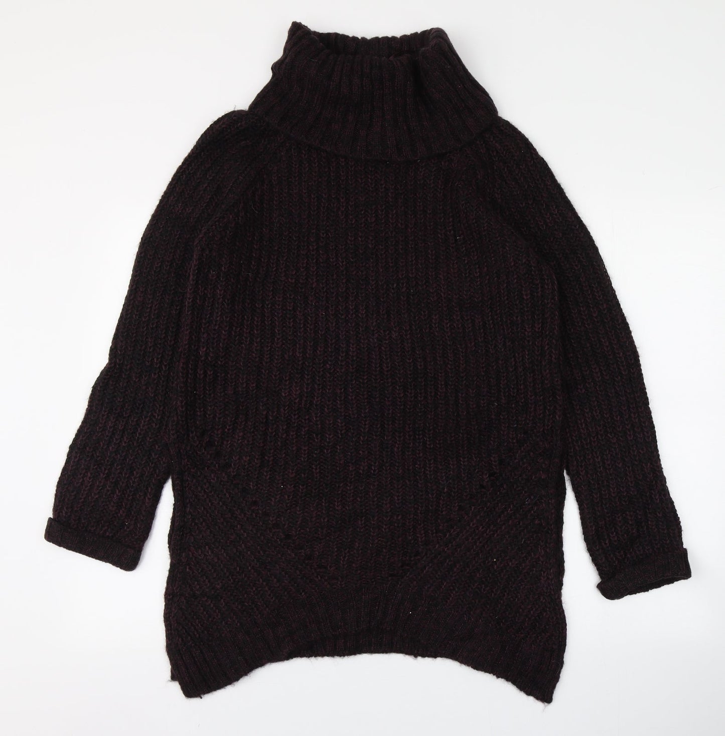 Papaya Womens Purple Roll Neck  Acrylic Pullover Jumper Size S