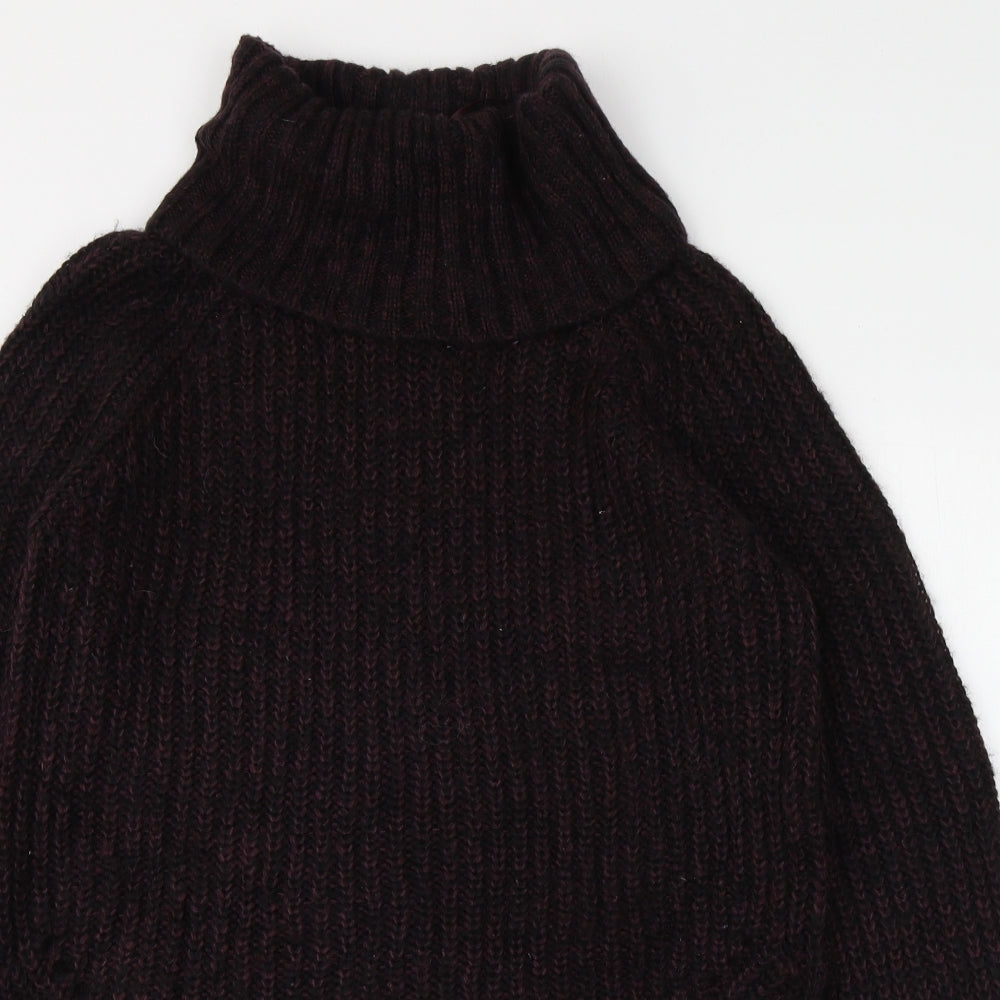 Papaya Womens Purple Roll Neck  Acrylic Pullover Jumper Size S