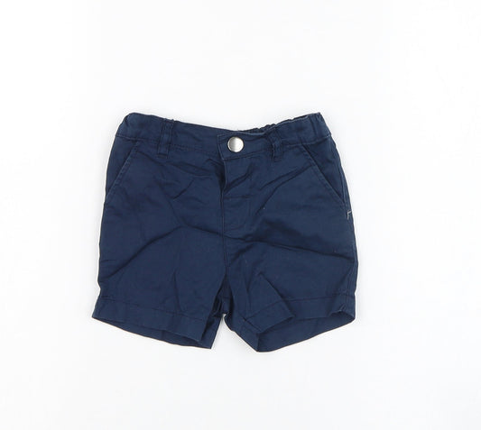 Primark Boys Blue  Cotton Cropped Trousers Size 9-12 Months  Button
