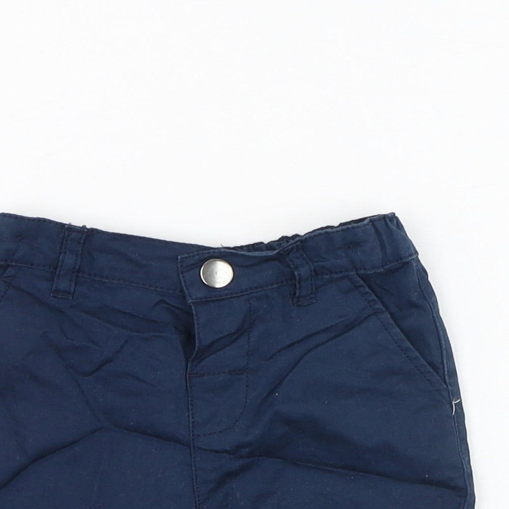 Primark Boys Blue  Cotton Cropped Trousers Size 9-12 Months  Button
