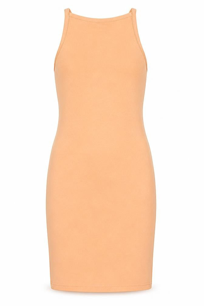 Missguided Womens Orange  Polyester Pencil Dress  Size 8  Square Neck Pullover
