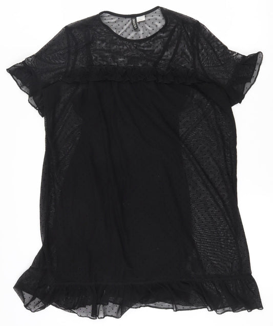 H&M Womens Black Polka Dot Polyester Tunic T-Shirt Size S Round Neck - Built in vest