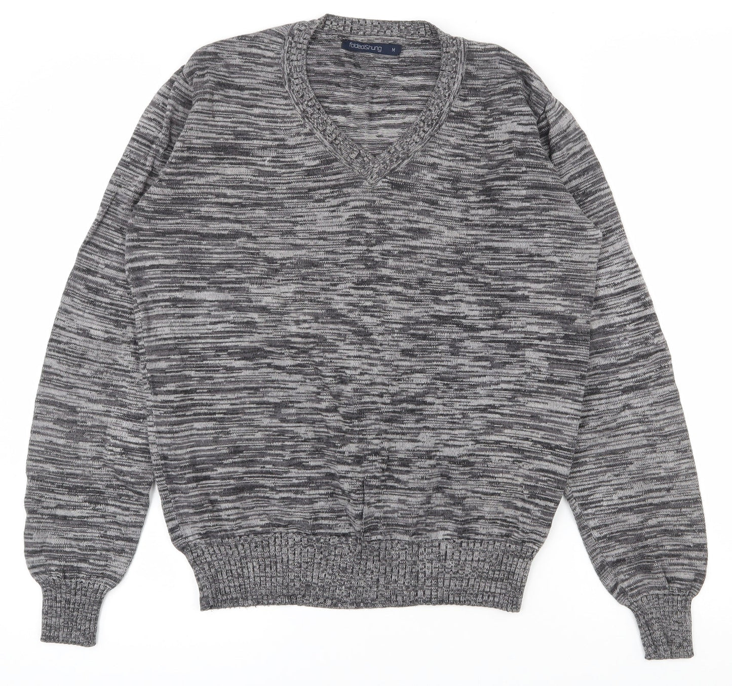 folded&hung Womens Grey V-Neck  Polyester Pullover Jumper Size M