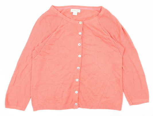 Monsoon Womens Pink Scoop Neck  Viscose Cardigan Jumper Size 12