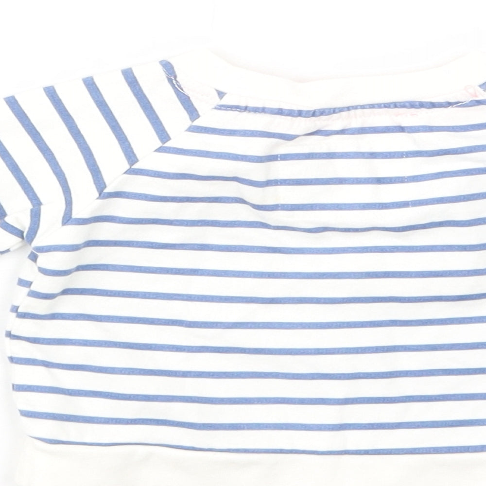 Early Days Baby White Striped Cotton Pullover Jumper Size 0-3 Months  Snap - Bunny
