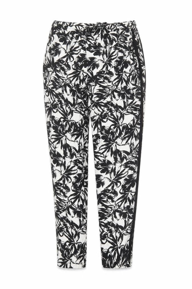 Dorothy Perkins Womens Black Floral Viscose Trousers  Size 8 L27 in Regular Drawstring