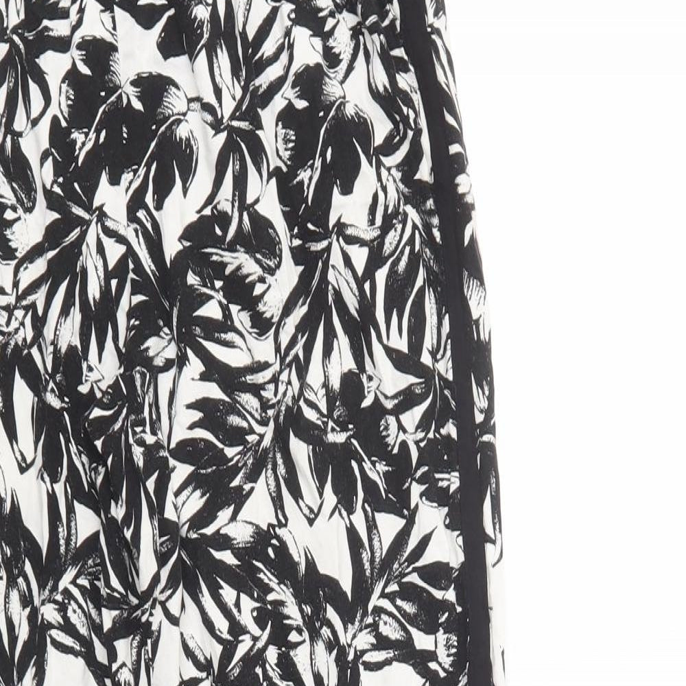 Dorothy Perkins Womens Black Floral Viscose Trousers  Size 8 L27 in Regular Drawstring