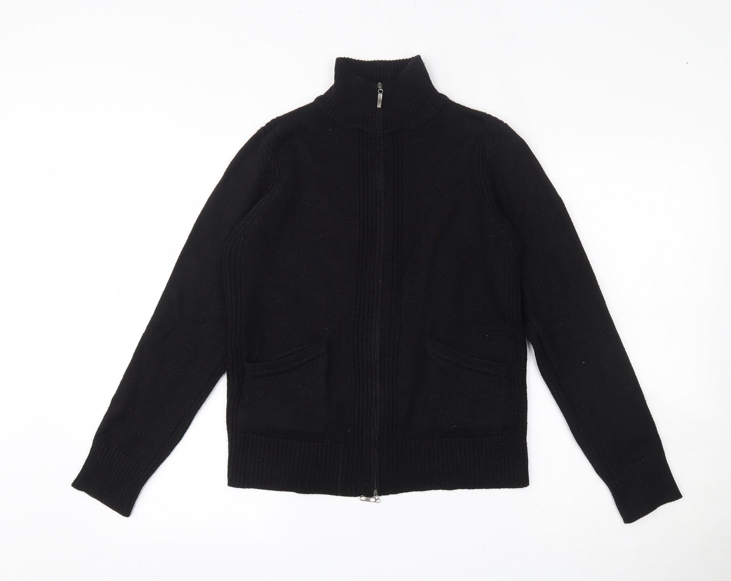 Lakeland Womens Black High Neck  Ramie Full Zip Jumper Size 12