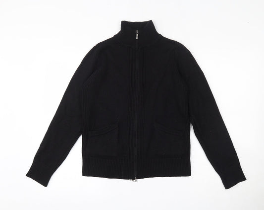 Lakeland Womens Black High Neck  Ramie Full Zip Jumper Size 12
