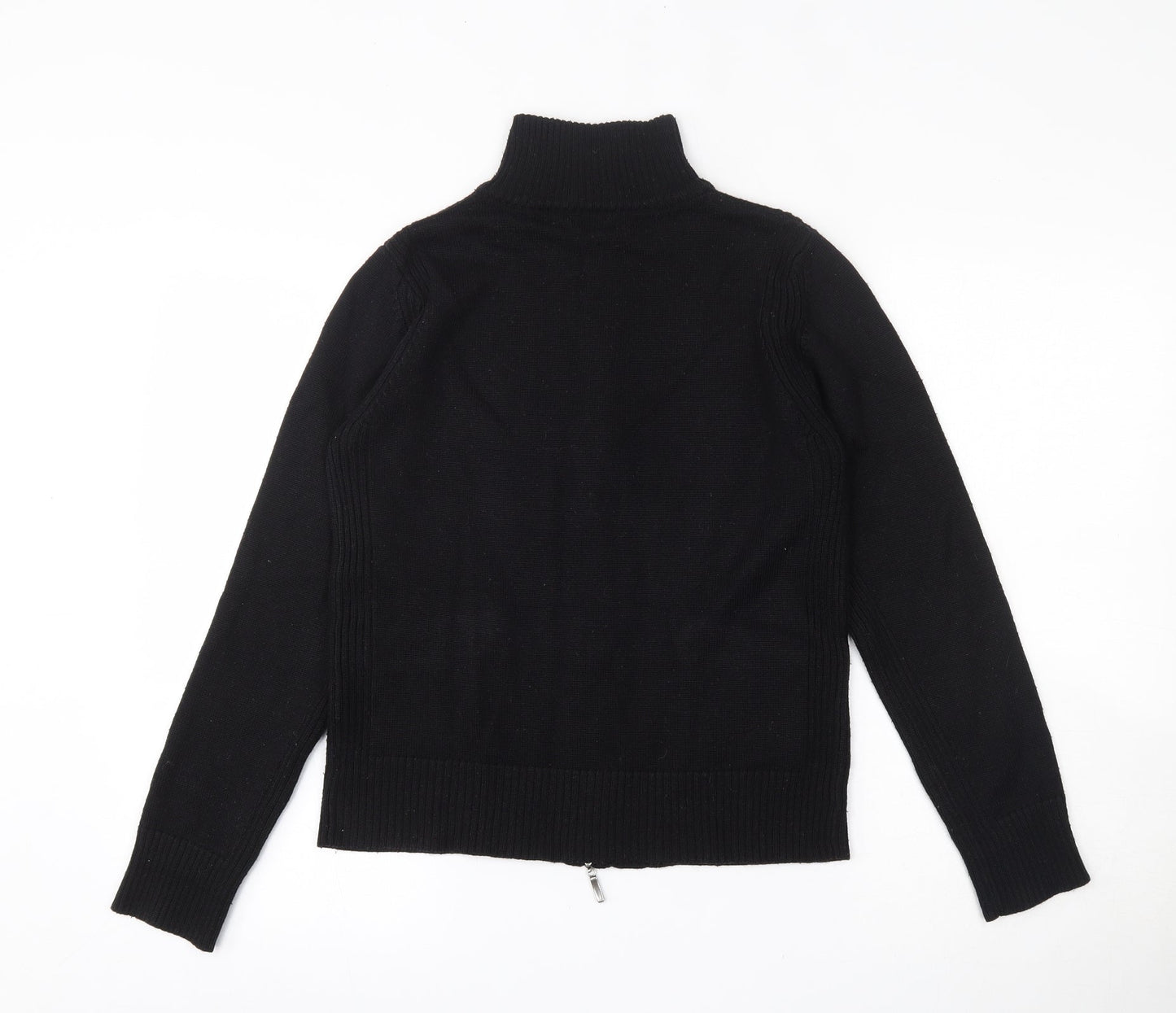 Lakeland Womens Black High Neck  Ramie Full Zip Jumper Size 12
