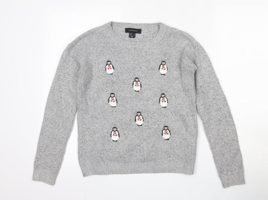 Atmosphere Womens Grey Round Neck  Acrylic Pullover Jumper Size 6   - Snowman