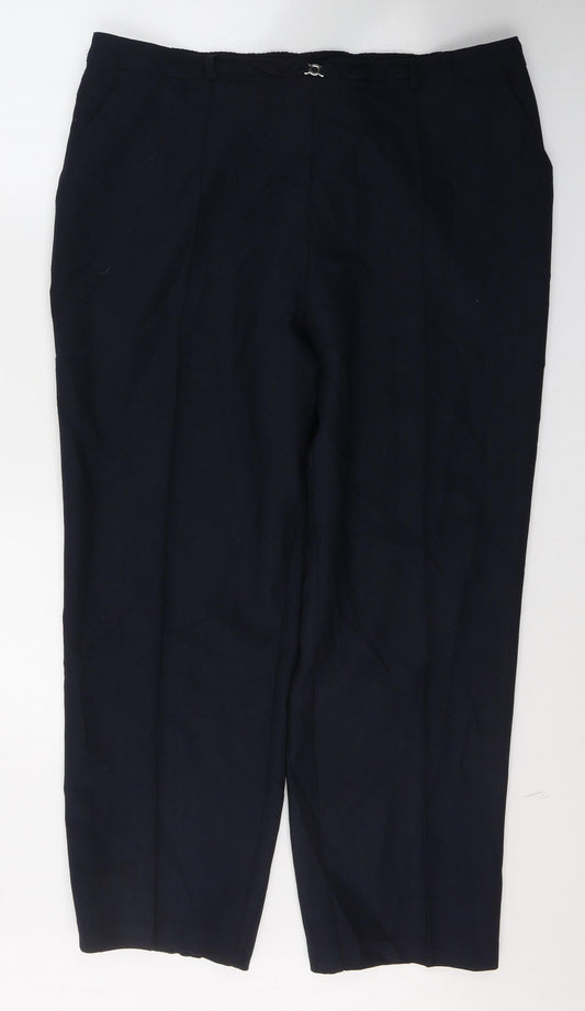 Marks and Spencer Womens Blue  Polyester Trousers  Size 18 L28 in Regular