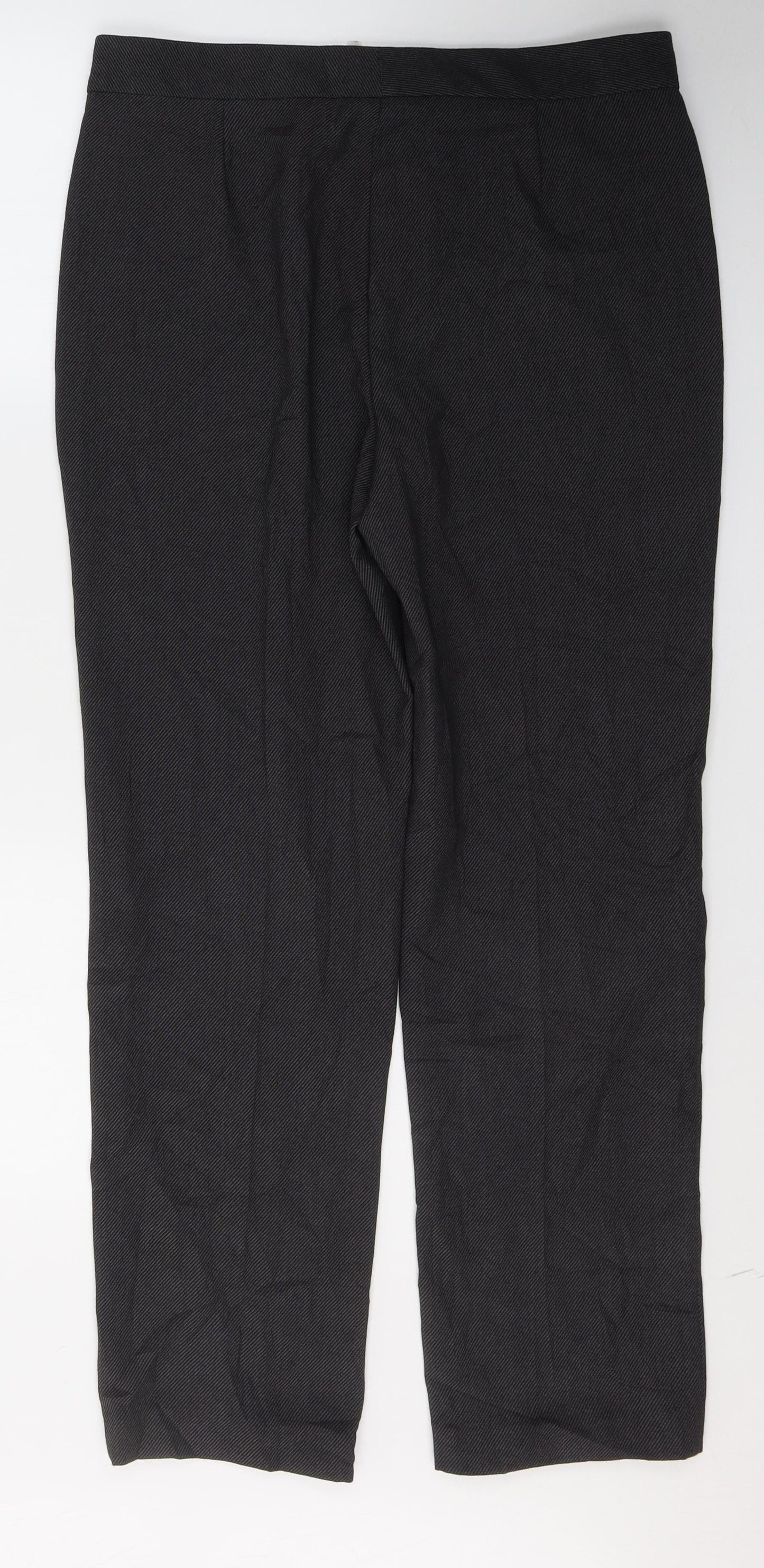 Marks and Spencer Womens Grey  Polyester Trousers  Size 12 L28 in Regular Button
