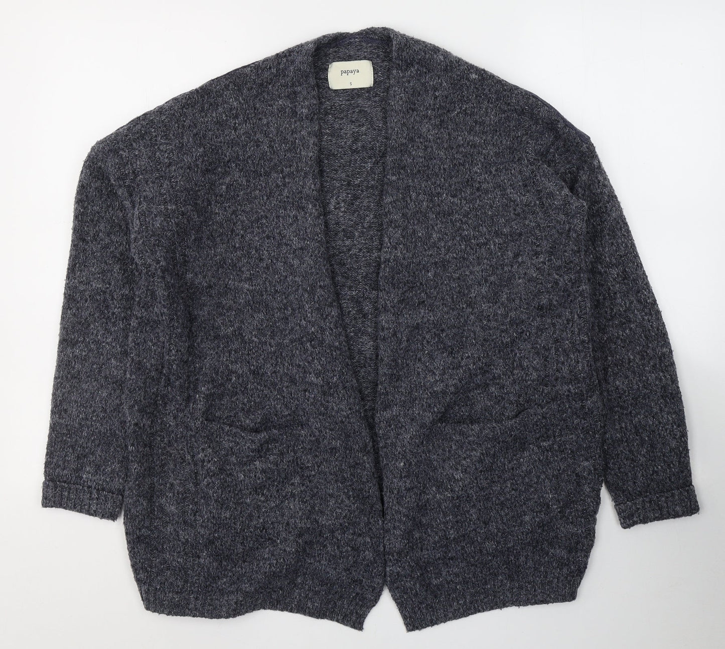 Papaya Womens Blue V-Neck  Acrylic Cardigan Jumper Size S