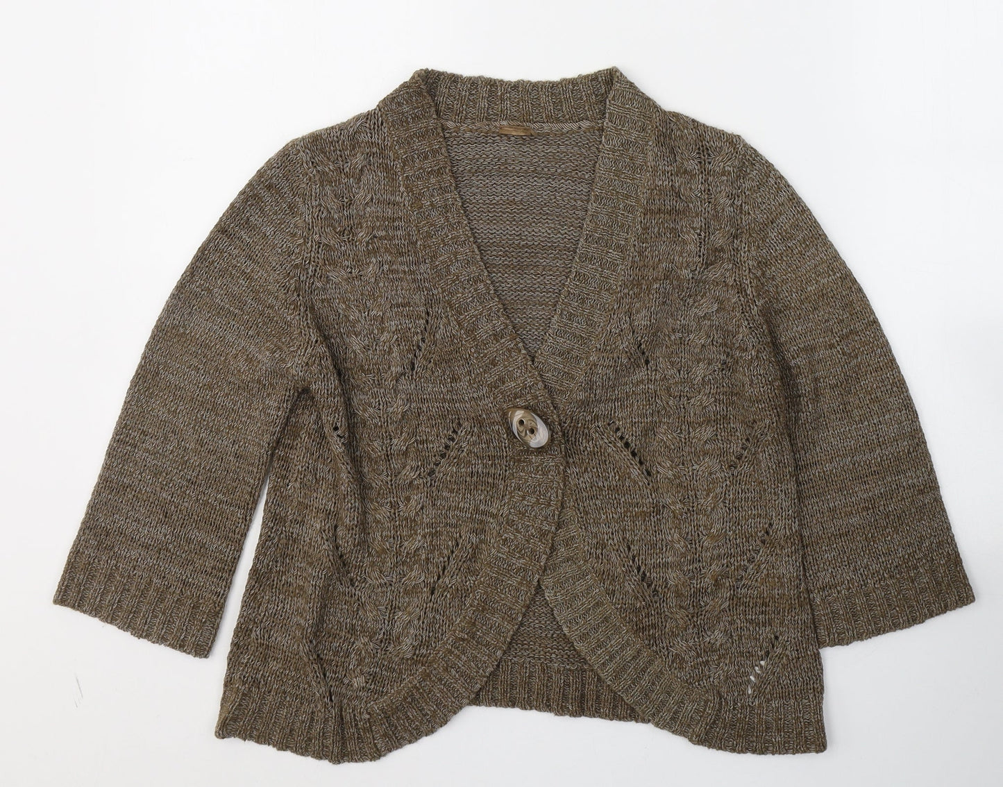 Evie Womens Brown V-Neck  Acrylic Cardigan Jumper Size 14