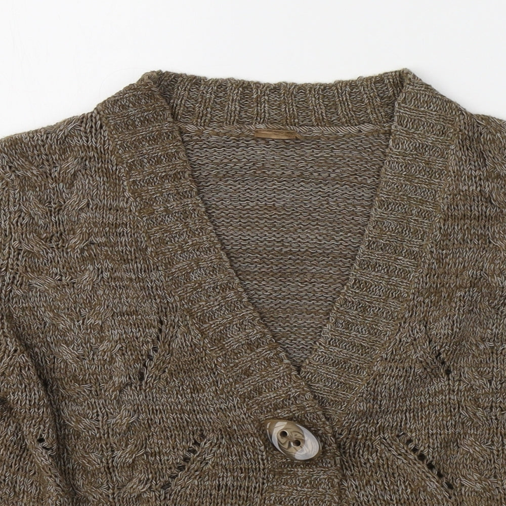 Evie Womens Brown V-Neck  Acrylic Cardigan Jumper Size 14