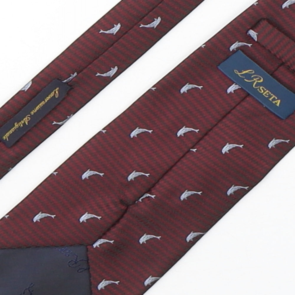 LR Seta  Mens Multicoloured Geometric Polyester Pointed Tie One Size - Dolphin