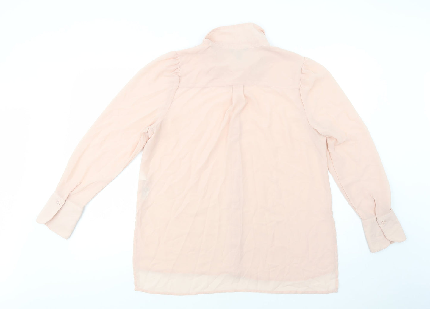 New Look Womens Pink  Polyester Basic Button-Up Size 14 Collared