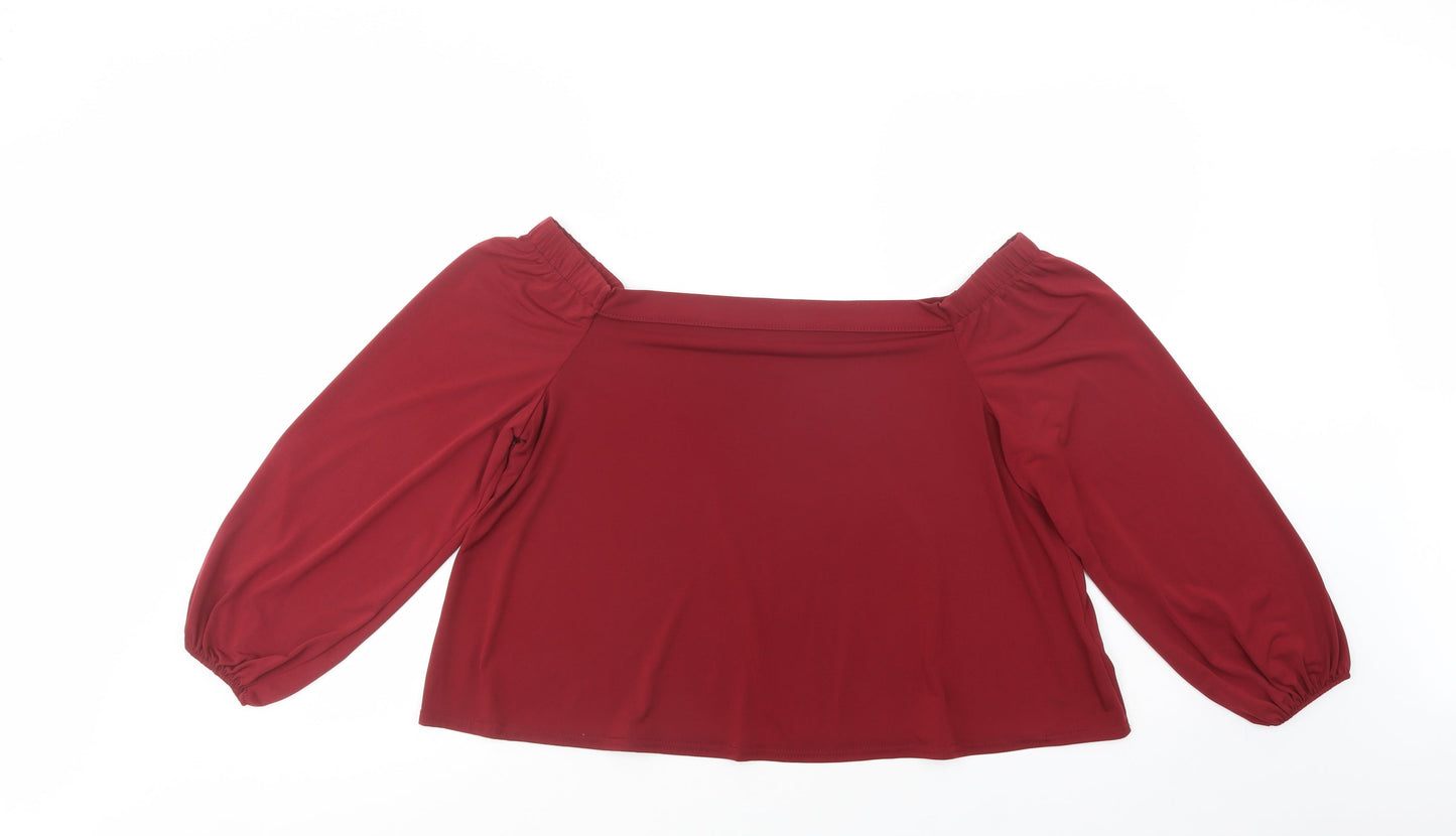 New Look Womens Purple  Polyester Cropped Blouse Size 14 Off the Shoulder