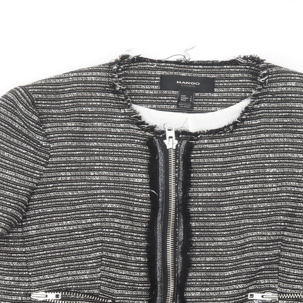 Mango Womens Grey   Jacket Blazer Size L  Zip