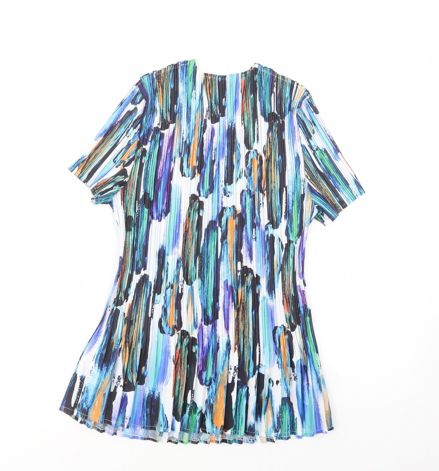 Mudflower Womens Multicoloured Geometric Polyester Basic Blouse Size S Scoop Neck