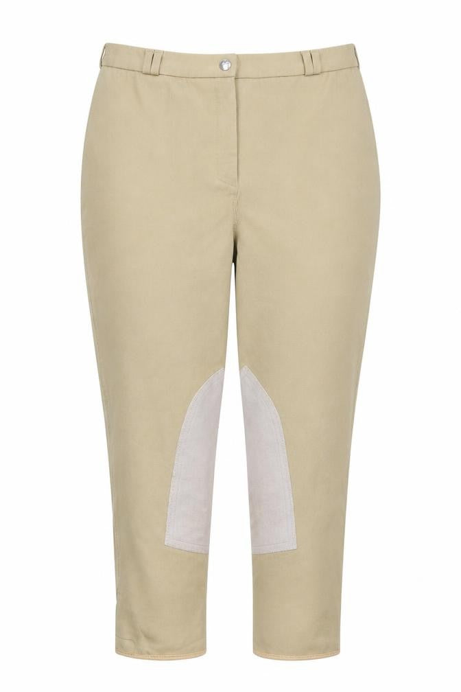 Caldene Womens Beige  Polyester Cropped Trousers Size 32 in L24 in Regular Hook & Eye - Horse Riding