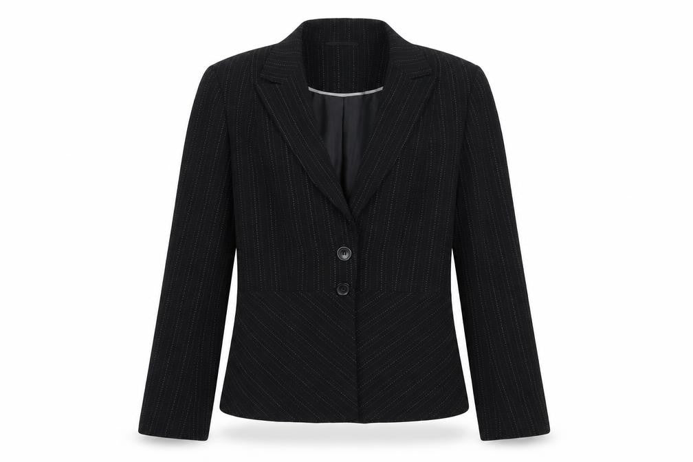 NEXT Womens Black Striped Polyester Jacket Suit Jacket Size 12