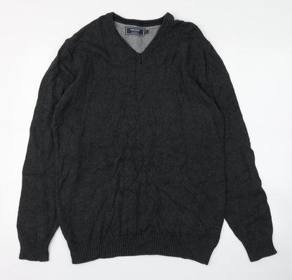 Maine New England Mens Grey Round Neck Cotton Pullover Jumper Size M