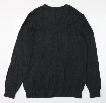 Maine New England Mens Grey Round Neck Cotton Pullover Jumper Size M