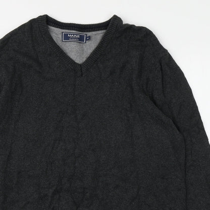 Maine New England Mens Grey Round Neck Cotton Pullover Jumper Size M