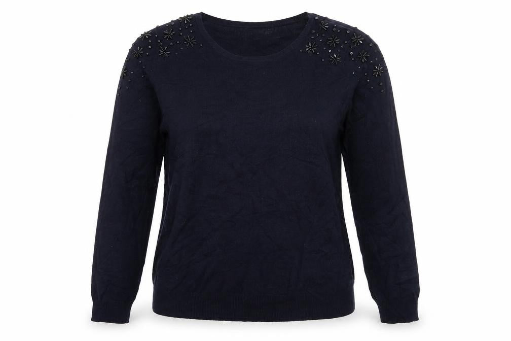 Debenhams Womens Blue Crew Neck  Viscose Pullover Jumper Size 12