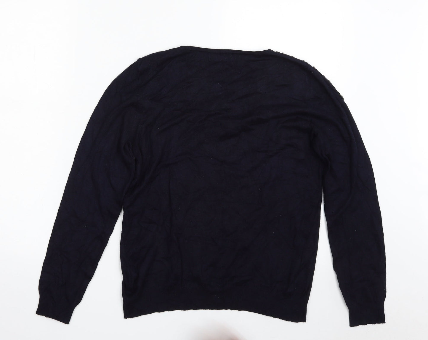 Debenhams Womens Blue Crew Neck  Viscose Pullover Jumper Size 12