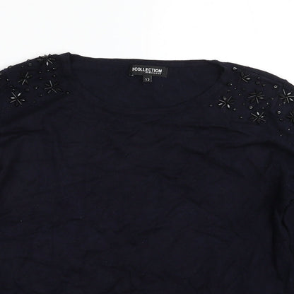 Debenhams Womens Blue Crew Neck  Viscose Pullover Jumper Size 12