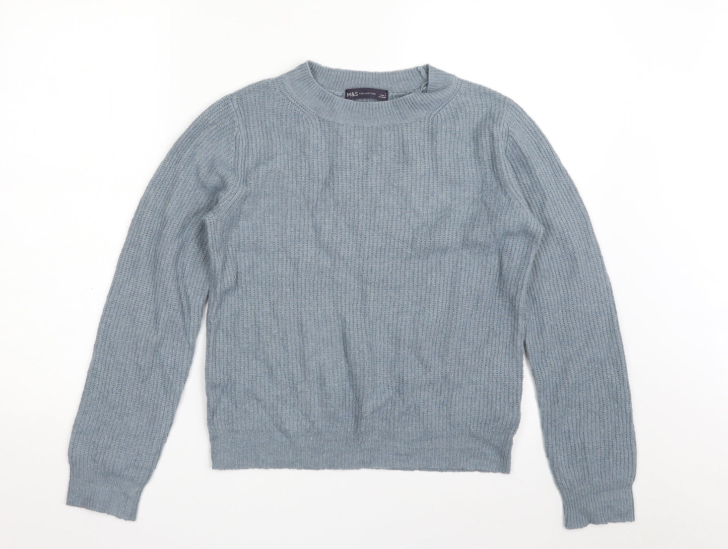 Marks and Spencer Womens Blue Crew Neck  Acrylic Pullover Jumper Size 8