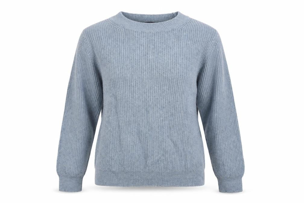 Marks & Spencer Womens Blue Crew Neck  Acrylic Pullover Jumper Size 8