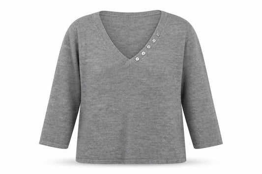 BHS Womens Grey V-Neck  Acrylic Pullover Jumper Size 16