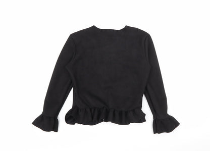Prague Womens Black Round Neck  Polyester Cardigan Jumper Size 8