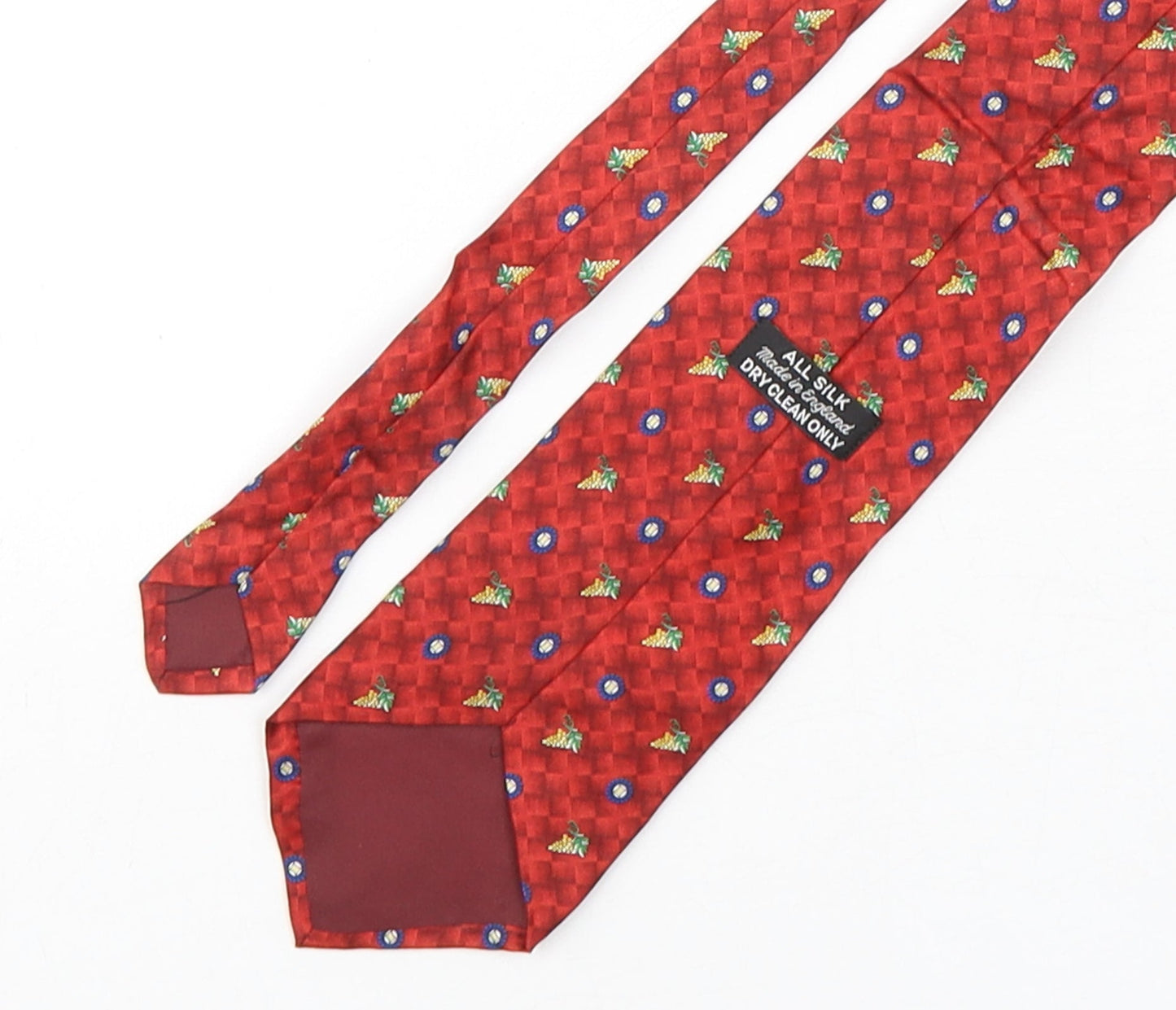 PreWorn  Mens Red Geometric Silk Pointed Tie One Size