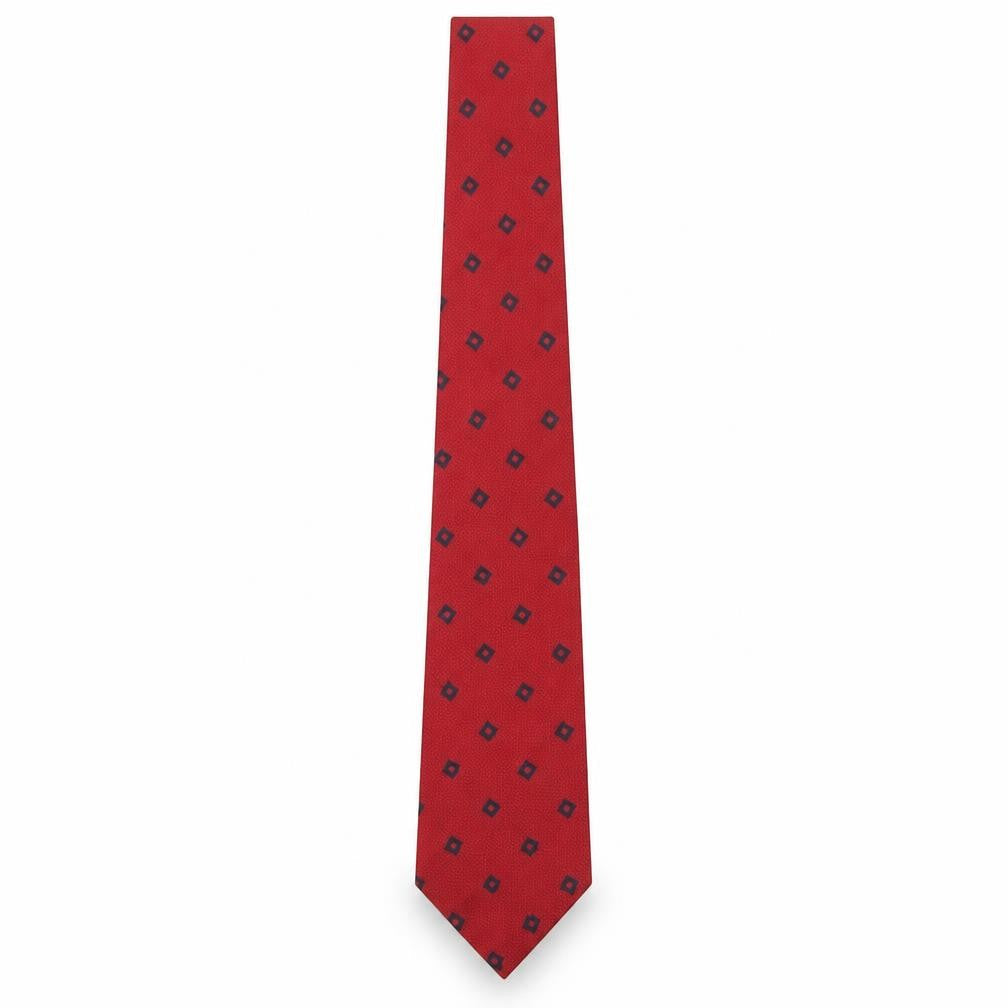 Preworn Mens Red Geometric Silk Pointed Tie One Size